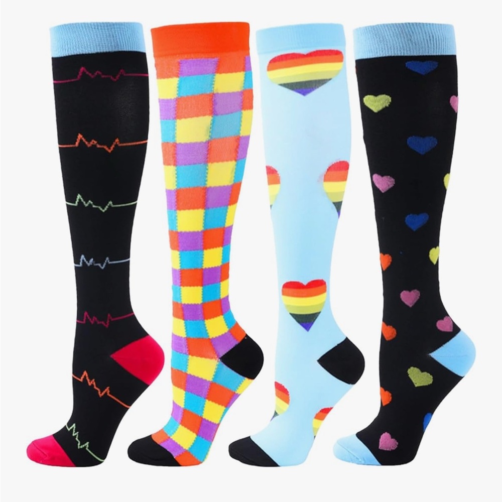 Compression Socks for Women Men, Knee High Long Socks set of 4 NIB